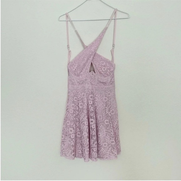 For Love & Lemons Carmela Lace Mini Dress Pink - Picture 5 of 10